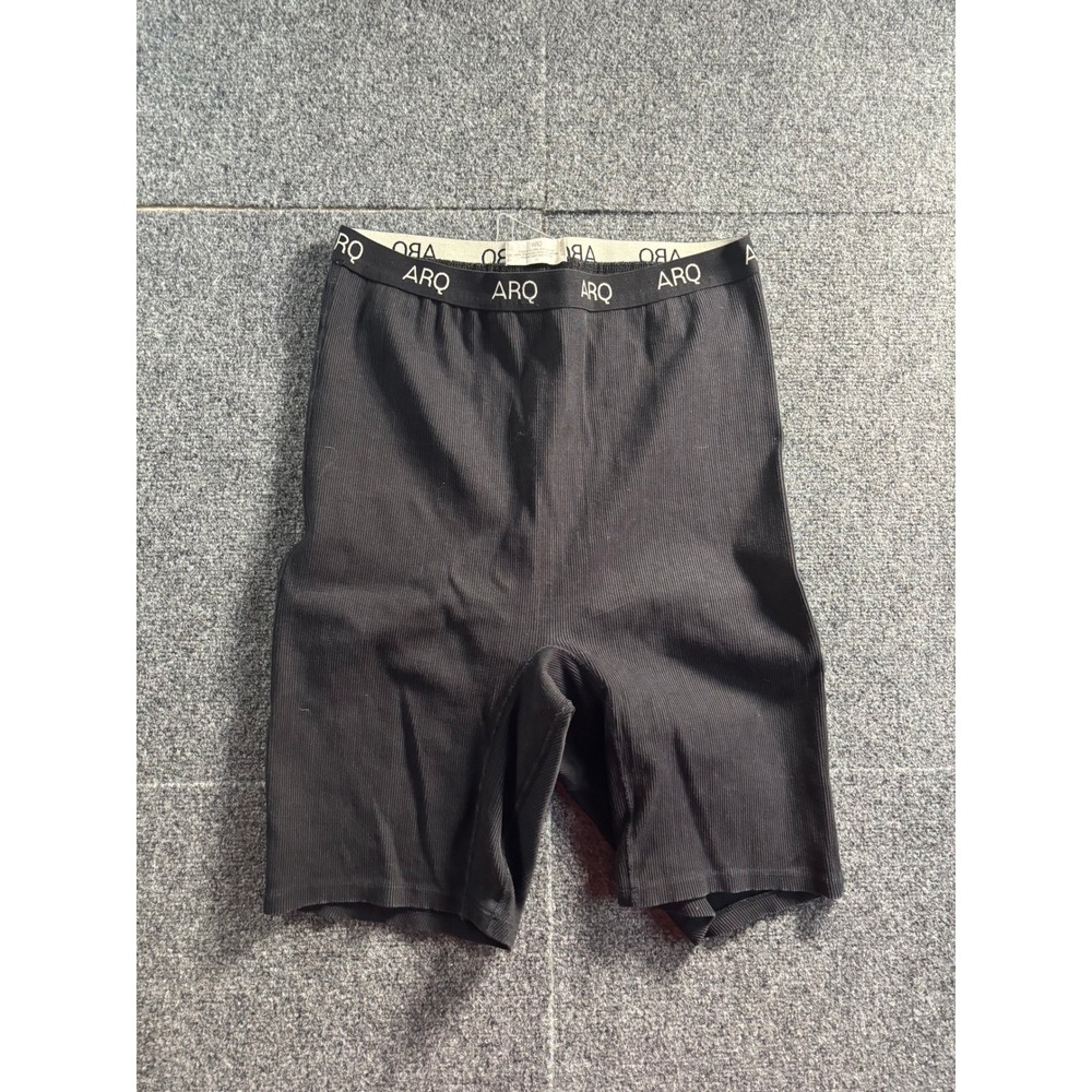 Arq Nico Shorts Womens 2X Black Ribbed Organic Cotton Biker High Waist Rare